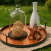 Export Quality Stainless Steel Serving Tray with Black & Hammered Copper, Size(14L x 14W x 2.7H)