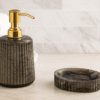 Modern Black Soap Dispenser and Soap Dish Set - Resin