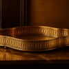 Handcrafted Antique Brass Luxury Perforated Classic Oblong Gift Tray 15" x 11" x 2" 'Made in India' Export Quality
