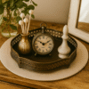 Antq Brass Luxury Perforated Classic Round Gift Tray 10.75" x 2" 'Made in India'