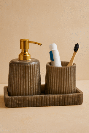 Black Resin Bathroom Accessories Set Of 3