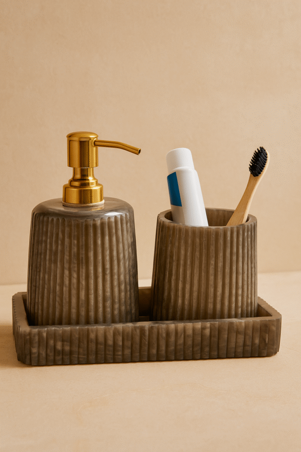 Black Resin Bathroom Accessories Set Of 3