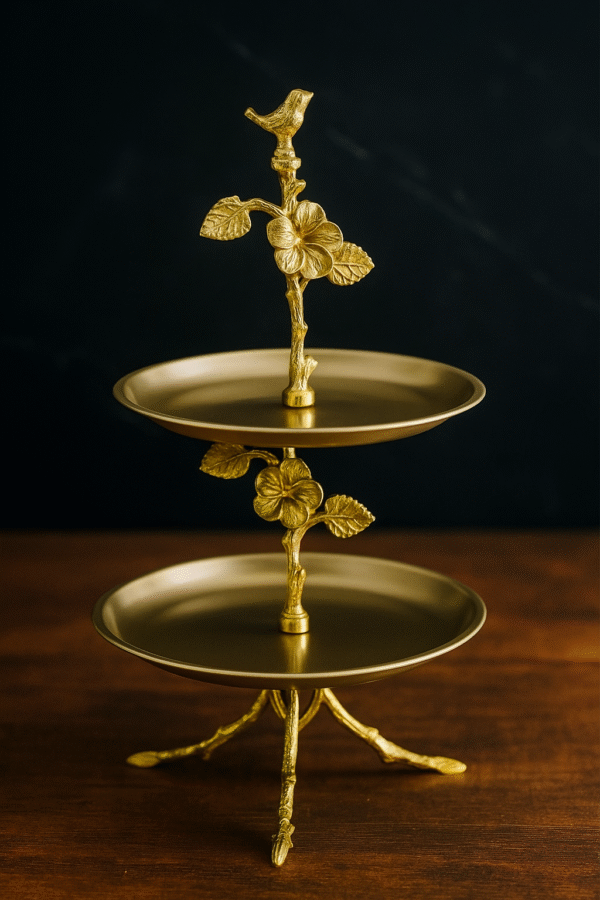 Stainless Steel and Brass Two Tier Cake Stand, Cupcake Stand for Party | Birthday Party | Baby Shower | Bridal Shower
