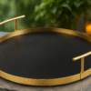 Round Serving Tray 'Antique & Black Hammered' Gifting/Serving, Made In India
