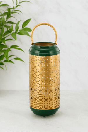 Royal Moroccan-Inspired Decorative Lantern – Gold & Emerald Green