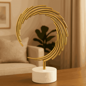 Modern Spiral Loop Sculpture with Marble Base