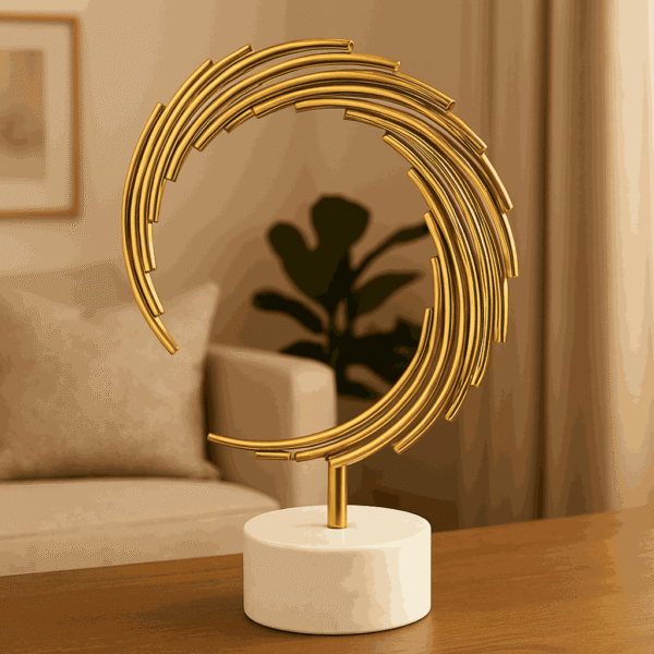 Modern Spiral Loop Sculpture with Marble Base