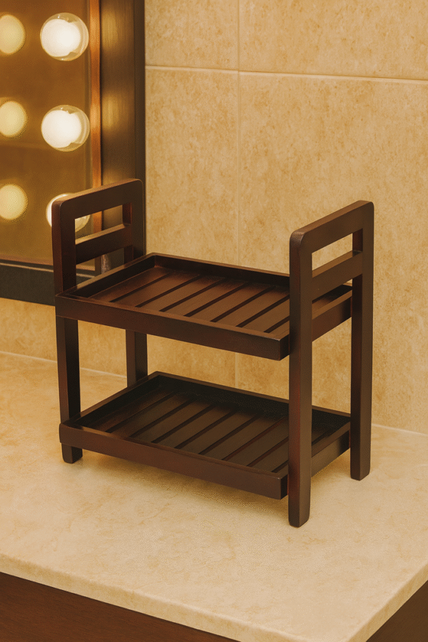 Luxury Wooden Two-Tier Bathroom/Vanity Organizer Rack