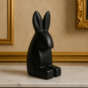 Elegant Black Rabbit Sculpture – Modern Minimalist Décor Piece