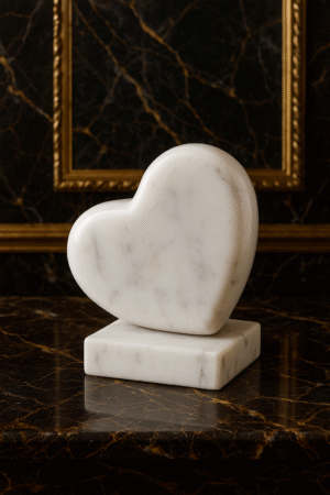 Elegant White Marble Heart Sculpture