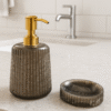 Modern Black Soap Dispenser and Soap Dish Set - Resin