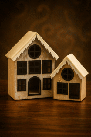 Rustic Wooden Decorative Houses – Luxury Holiday Home Décor Set