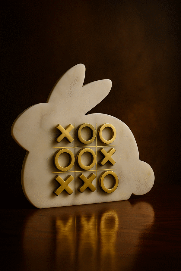 Luxury Marble Bunny Tic-Tac-Toe Game Set