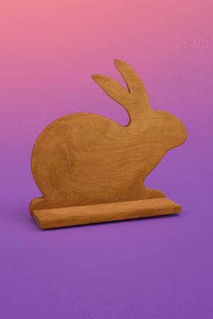 Wooden Rabbit Silhouette Stand – Decorative Gradient Background Display