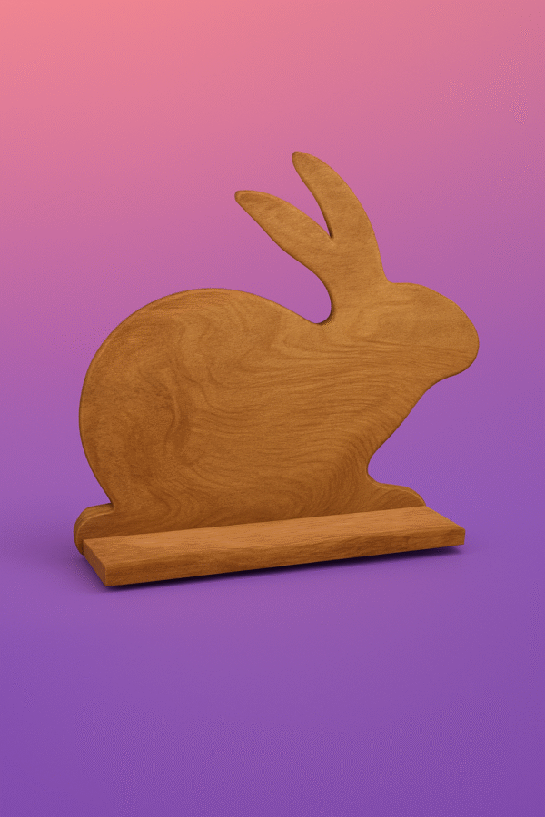 Wooden Rabbit Silhouette Stand – Decorative Gradient Background Display
