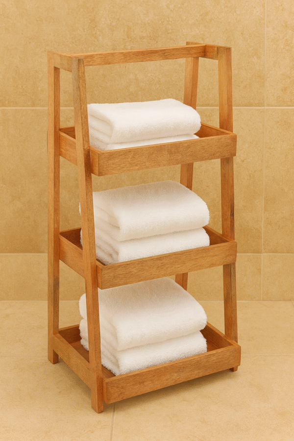 Wooden 3-Tier Bathroom Towel Storage Rack