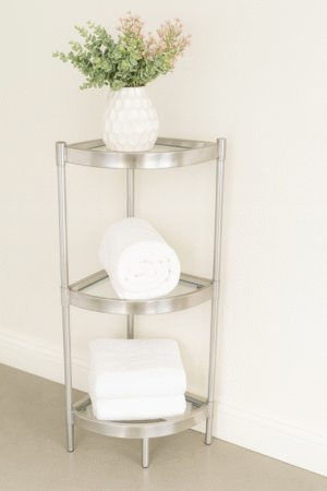 3-Tier Metal & Glass Corner Storage Rack