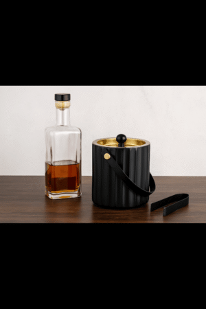 tainless Steel Double Wall Matte Black Ice Bucket with LId and Tong Size (6"x6") Inch