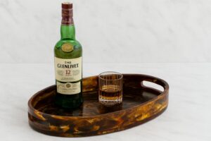 Luxury Resin Bar Tray – Oval Shape with Marble Finish | Premium Serving & Decorative Tray for Bar, Kitchen & Home