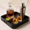 Luxury Black Bar Tray with Decanter & Cocktail Set | Home Bar Décor